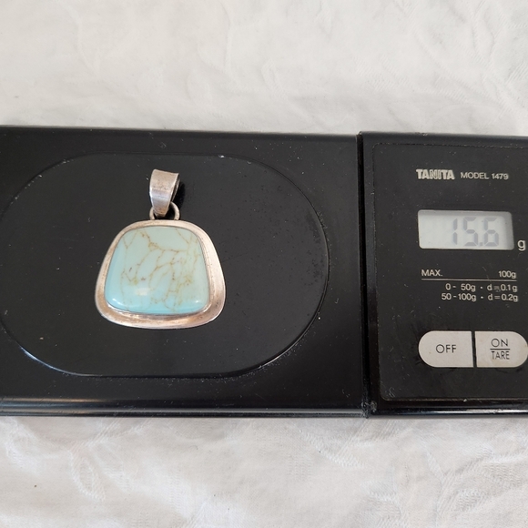 Vintage Sterling silver turquoise pendant - Picture 9 of 10